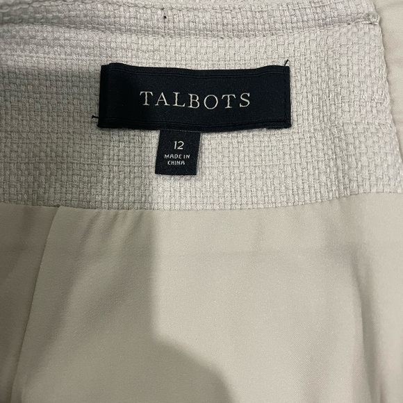 Talbots woven skirt, lined, silver zipper in the back    In oatmeal - Picture 4 of 4